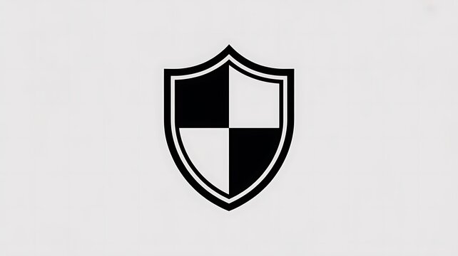 Black and white shield icon for security and protection