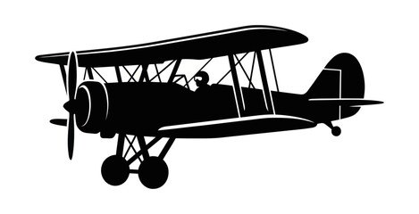 Vintage Biplane Silhouette Vector Illustration © TDF CREATIVE