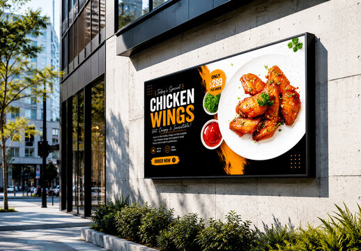 Outdoor Billboard Mockup on City Building Facade