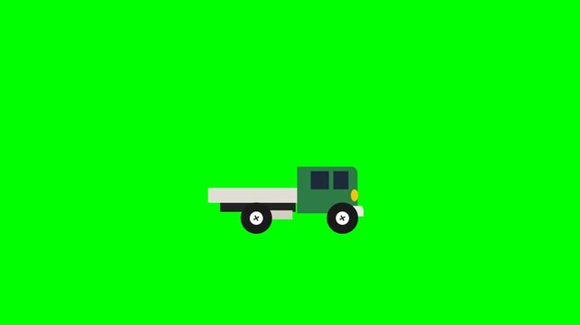Green screen flatbed truck animation for easy compositing.