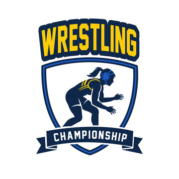 Illustration of Female Wrestler Player Logo Design Vector Illustration