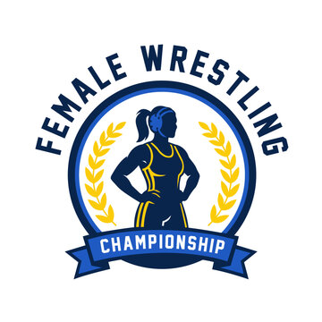 Illustration of Female Wrestler Player Logo Design Vector Illustration
