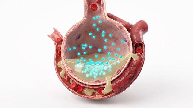 3D Microscopic Diagram of Pulmonary Congestion and Alveolar Edema