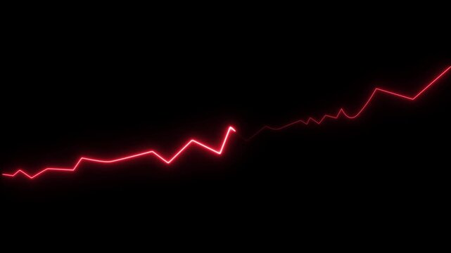 Glowing red neon zigzag line abstract motion on black background