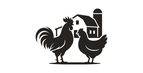 Rooster and Hen Farm Logo Design © mboku