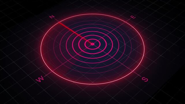 Radar Scanning Navigation ,Abstract glowing neon radar screen on grid background animation