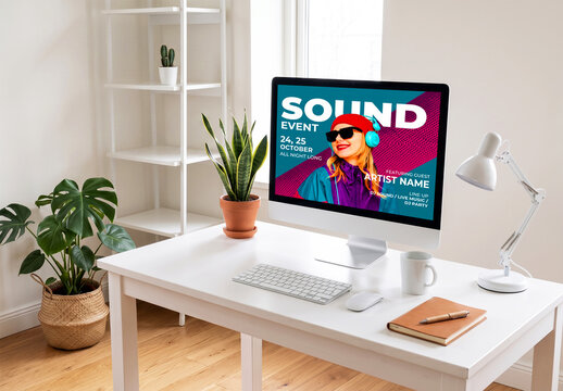 Workspace Computer Screen Display Mockup