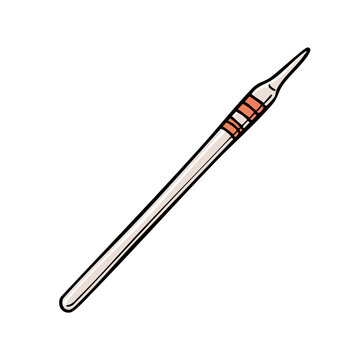 Simple Illustration of a Laboratory Pasteur Pipette with Orange Bands