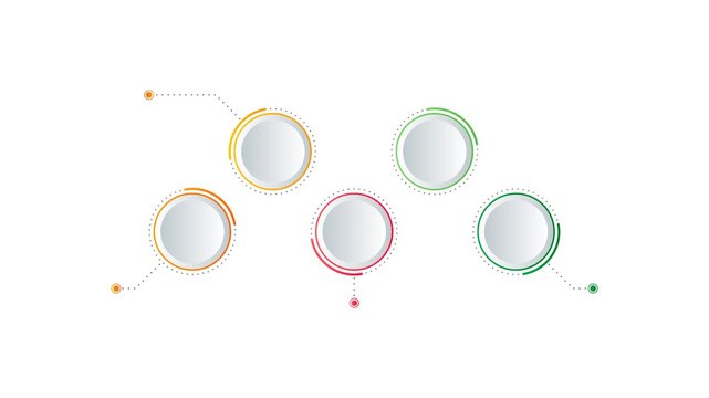 Animated business circle infographic template. HD video sequence options. Animated blank diagram visualization. Blank process layout design elements.