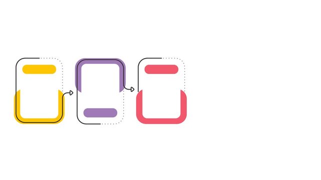 5-step rectangular business infographic animation, colorful table for workflow.