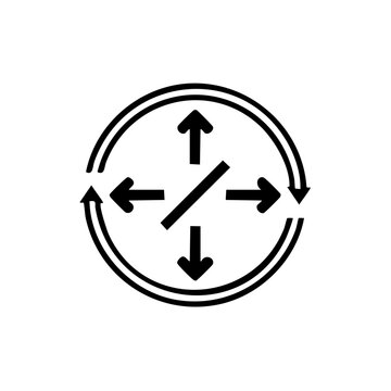 Abstract directional arrows and circular arrows symbol representing movement direction change and redirection