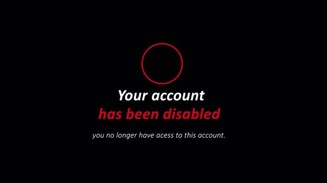 account disabled you no longer have access animation in 4k animation with alpha channel, disabled account animation with screen, access denied notification animation on transparent background
