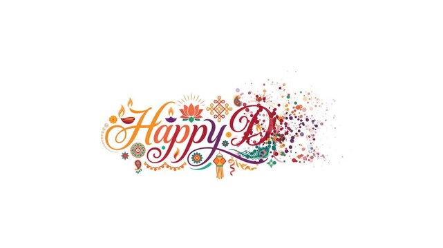 Happy Diwali Festival Celebration with Decorative Text and Traditional Elements.