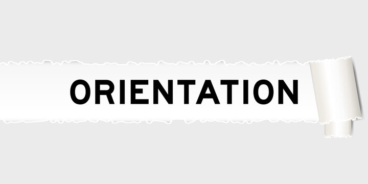 Ripped gray paper background that have word orientation under torn part