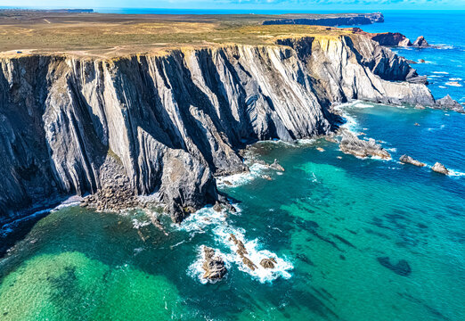 Cliff coast near the Eiras beach in Sagres, Algarve, Portugal