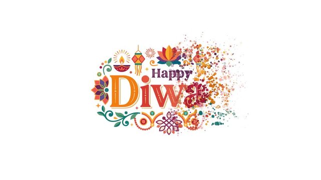 Happy Diwali Festival Celebration with Traditional Indian Motifs and Decorative Elements.