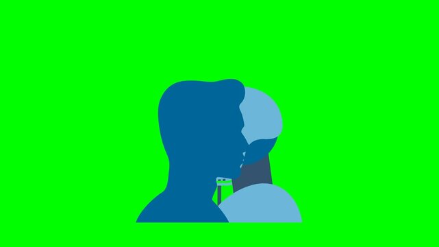 AI technology. Debate. Human and robot conducting discussion on public debates. A human and a robot are talking into a microphone. Artificial intelligence technology. 2d flat animation. Alpha channel