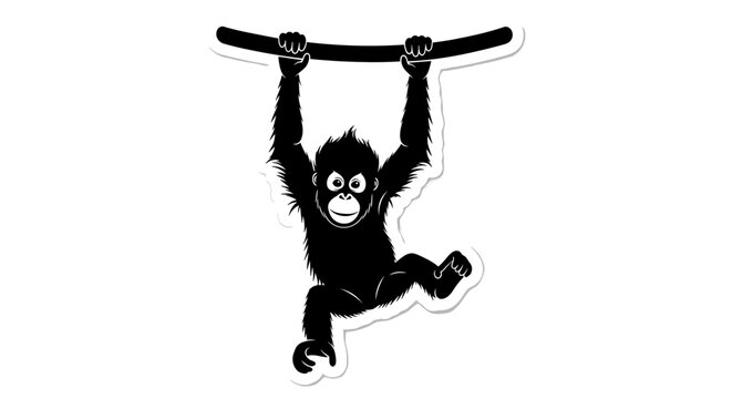 Monkey hanging from bar 2.