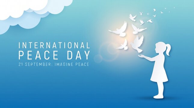 Free vector international peace day template with pigeon symbol