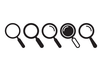 Fototapeta premium Magnifying glass icon set vector graphic illustration.