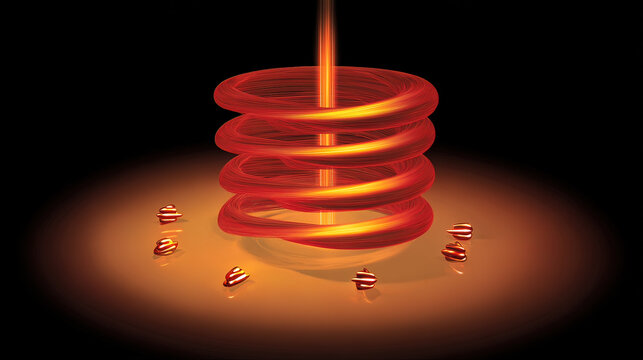 ultrathin. Concentric magnetic field lines of pure light warping space around a laser beam. STEM education sheets, lab safety posters, designed for biotech research communications, used by teachers.
