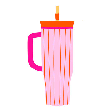 Water bottle orang and pink stripes