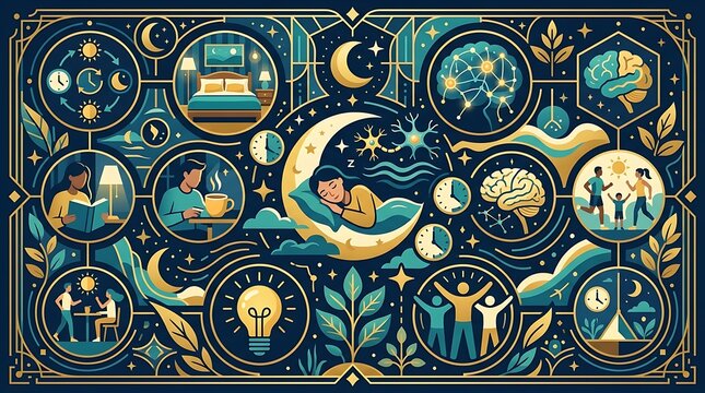 Holistic infographic of sleep hygiene and circadian rhythm wellness
