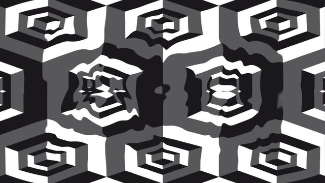 Kaleidoscopic abstract background turbulent . Seamless hypnotic trippy psychedelic animation a geometric backdrop