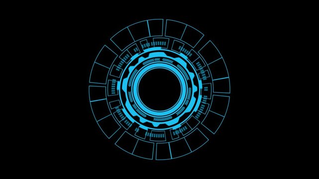 Hud round frame or border, sci fi circular neon element for digital ui game interface.