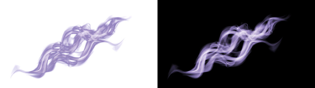 Smoke swirl purple twisted wisp texture effect for design use in PNG, Transparent and Black Background Versions for creative work