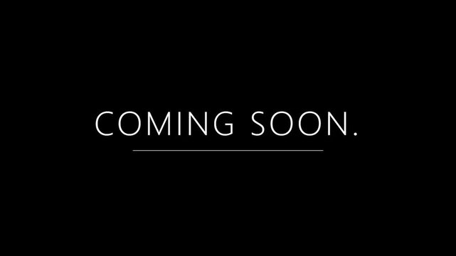 Elegant Minimalist Coming Soon Text Animation with Underline Effect on Solid Black Background