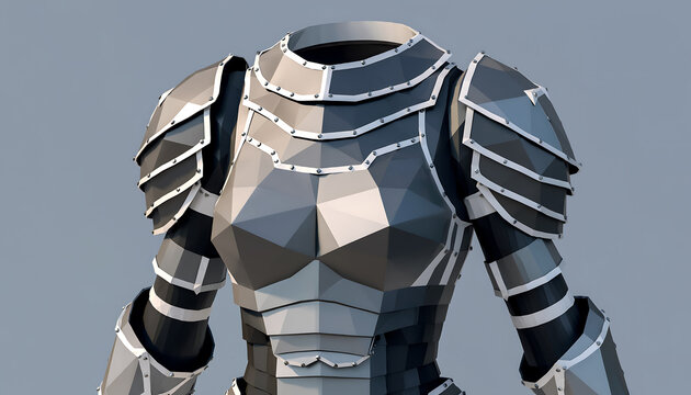 Low poly 3D model of a medieval knight armor set including chestplate and pauldrons