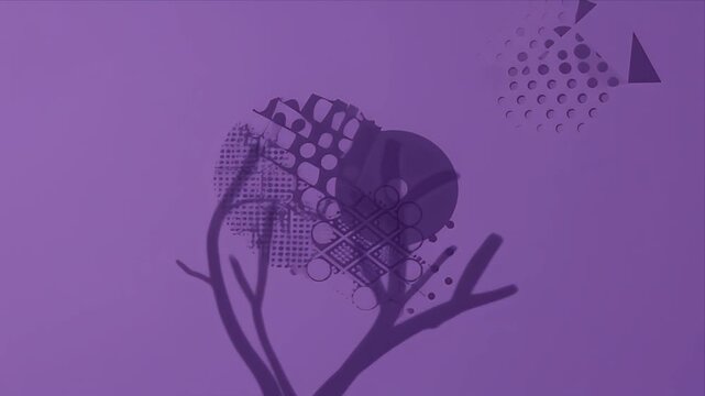 Abstract botanical wall shadow overlay leaf branch silhouette minimal geometric art purple background modern design pattern texture digital illustration mood