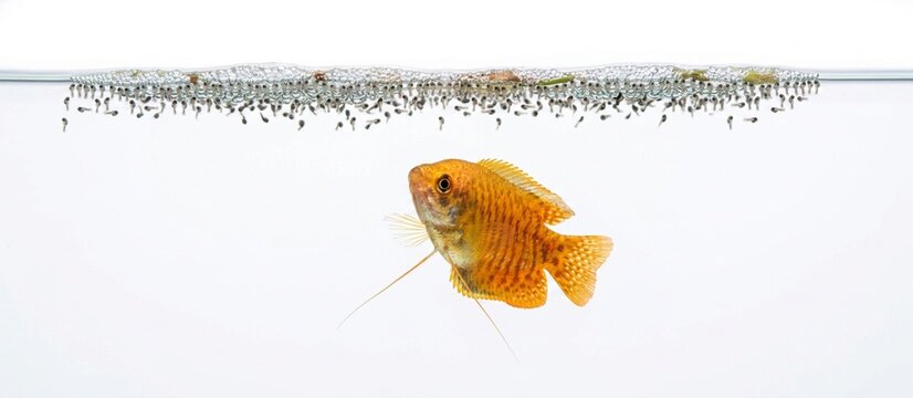 Gourami fish with bubble nest with babies