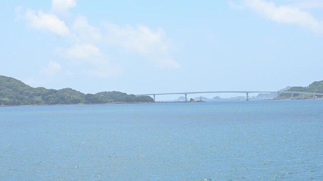 長崎港から出発するフェリー甲板からの風景