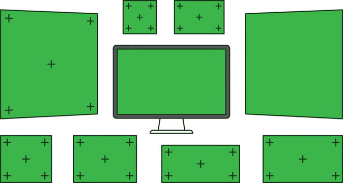  Green Screen Tracking Marker Collection with Monitor Mockup and Chroma Key Panels