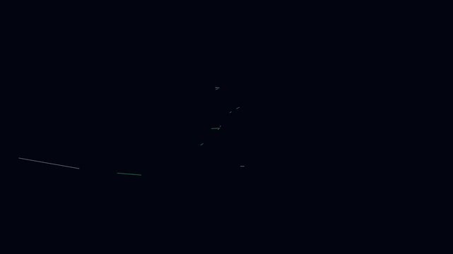 Minimalist digital loading circle animation with vibrant green and white line segments on black background