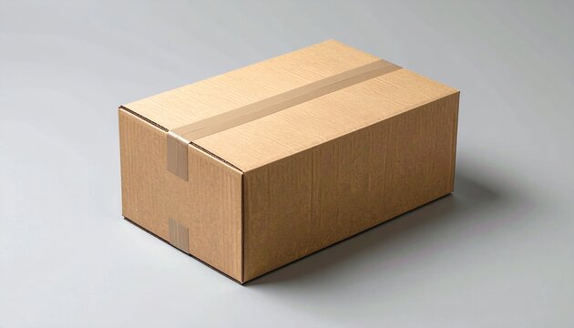 A plain brown cardboard shipping box shown from an isometric view