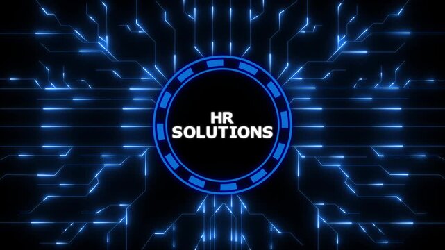Hr solutions concept abstract digital technology background with circuit board design, 4k animation motion graphics video.digital animation video.