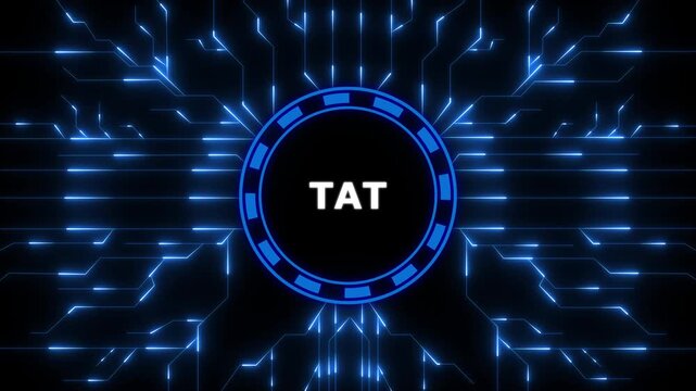 TAT &ndash; Turnaround Time. Digital Data moving on Circuit Board and CPU . Computer Processing and organizing data.digital animation video.