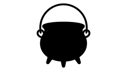 Helloween Black cauldron silhouette vector, witch pot icon for Halloween, magic boiling kettle symbol, cast iron cooking pot graphic vector © Md
