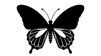 Helloween Black butterfly silhouette vector icon, elegant swallowtail butterfly shape isolated on white, minimalist insect graphic for logo design and branding vector © Md