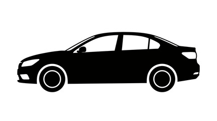 Fototapeta premium Helloween Modern sedan car silhouette vector, black automotive profile icon, sleek passenger vehicle side view for transportation and logistics design vector