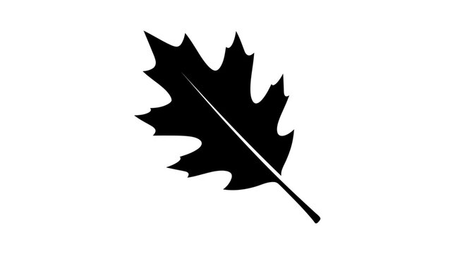 Helloween Black oak leaf silhouette vector icon, minimalist autumn foliage element, isolated botanical leaf shape for nature logo and fall seasonal design vector