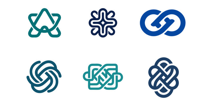 Set of abstract geometric monogram and modern corporate identity logo symbol designs for business branding and professional company identity