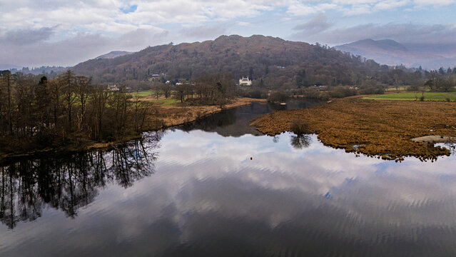 Lake Windermere and Ambleside from the air.
