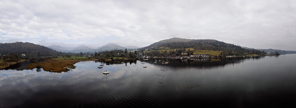Lake Windermere and Ambleside from the air.