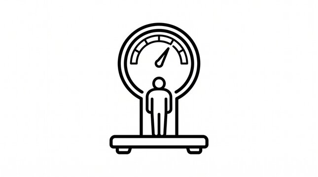BMI Scale Icon, Body Measurement Outline Vector
