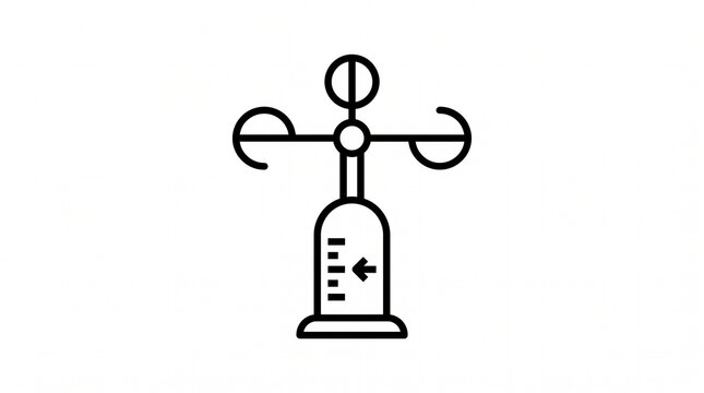 Anemometer Icon, Wind Speed Measurement Outline Vector