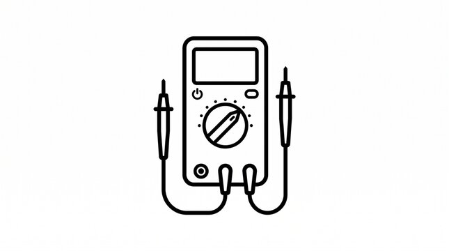 Digital Multimeter Icon, Electrical Testing Outline Vector